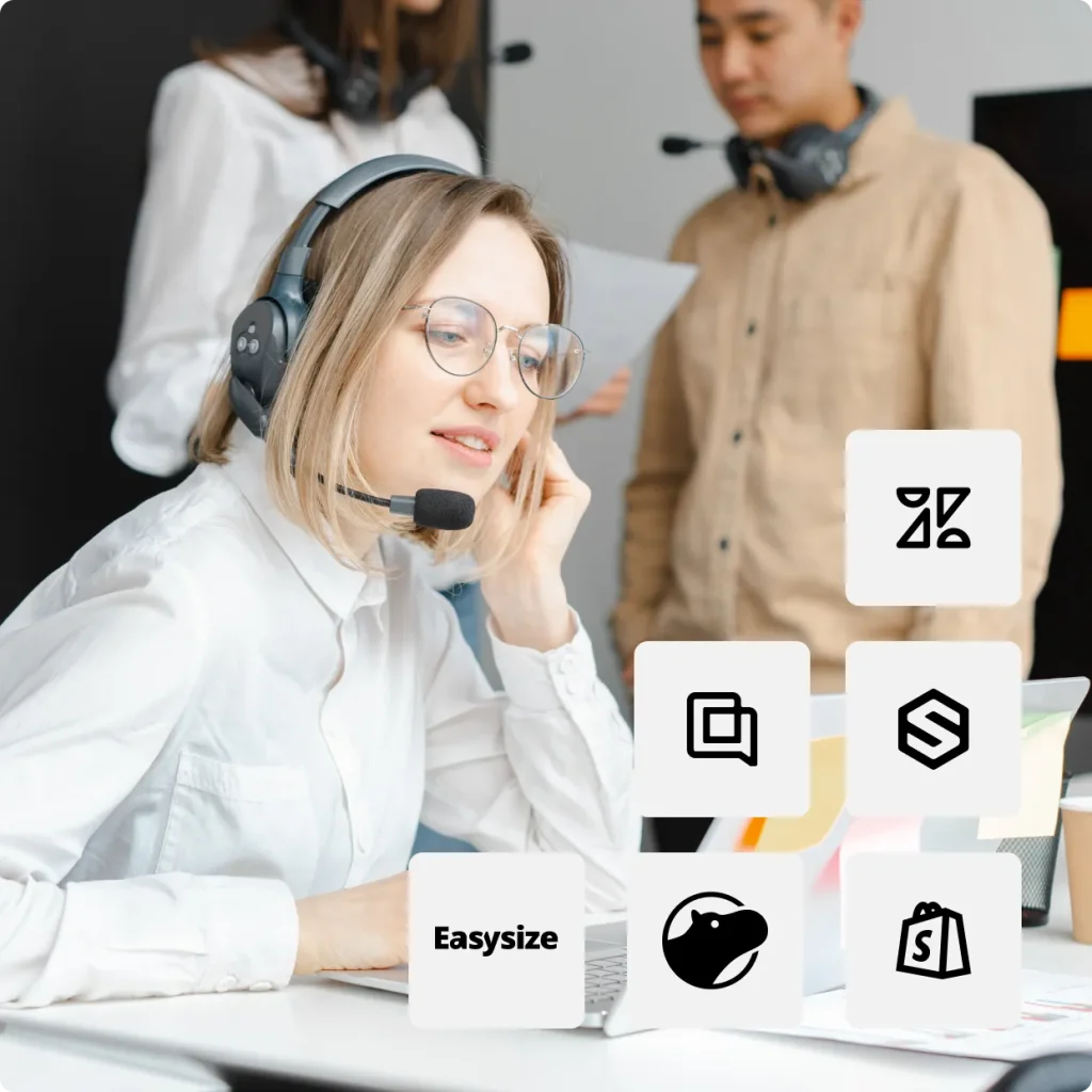 Women employee on the phone with partners supporting. 